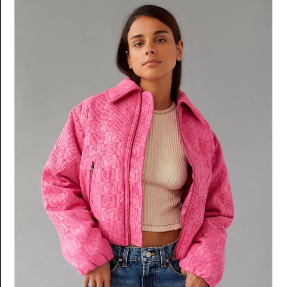Urban Outfitters Femme Peace Sign Embossed Jacket size medium NWOT